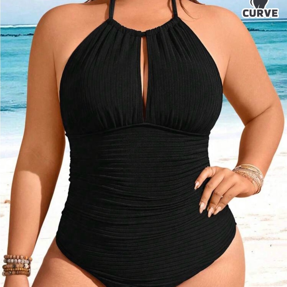 Black Halter One-Piece Swimsuit